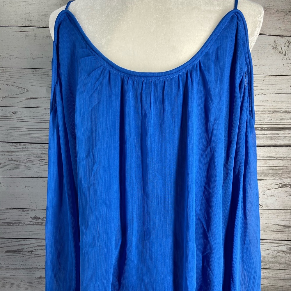 kensie Chiffon Off-The-Shoulder Top Blue